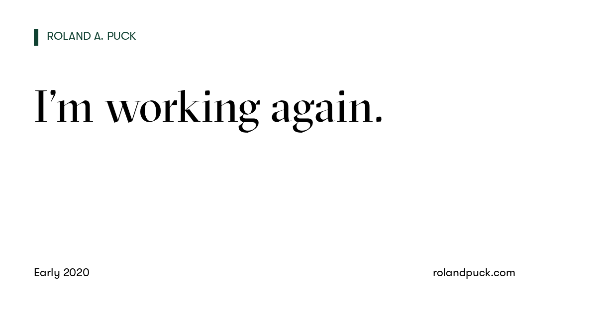 Post card: I’m working again.