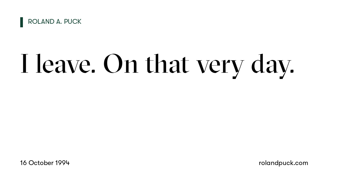 Post card: I leave. On that very day.