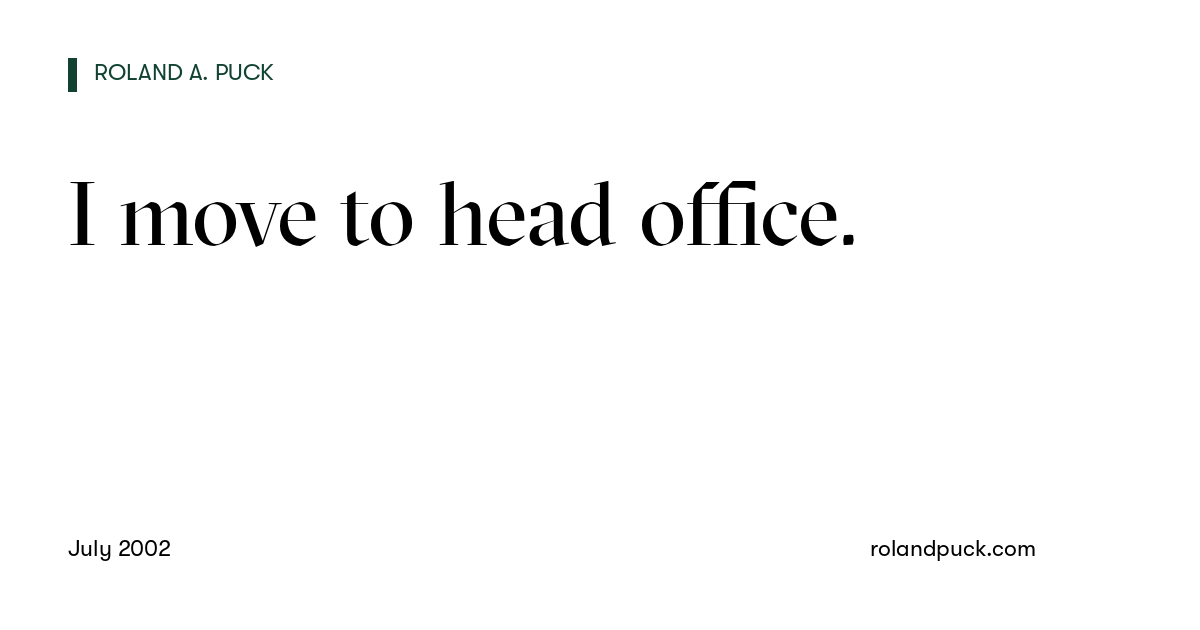 Post card: I move to head office.